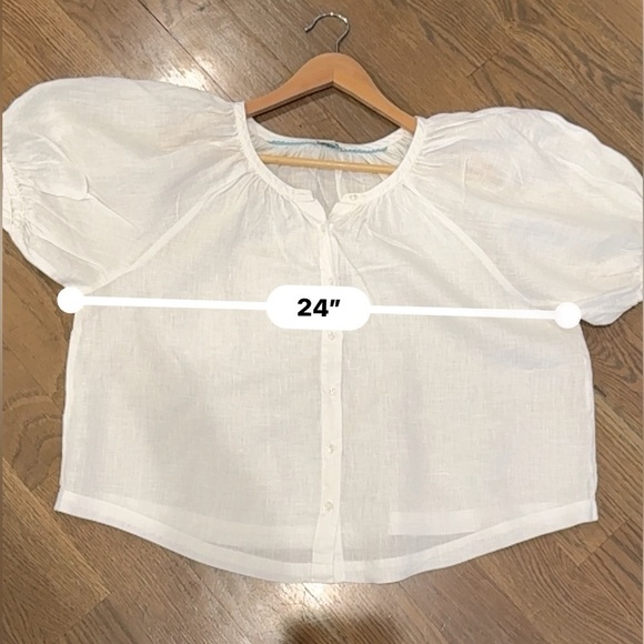 Sundance Graceful Days White 100% Linen Button Top minimalist boho bohemian B19 - Picture 9 of 10